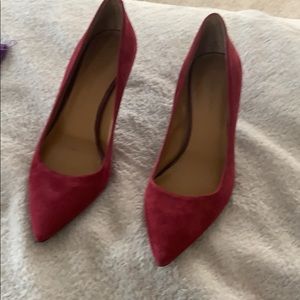 Red suede heels